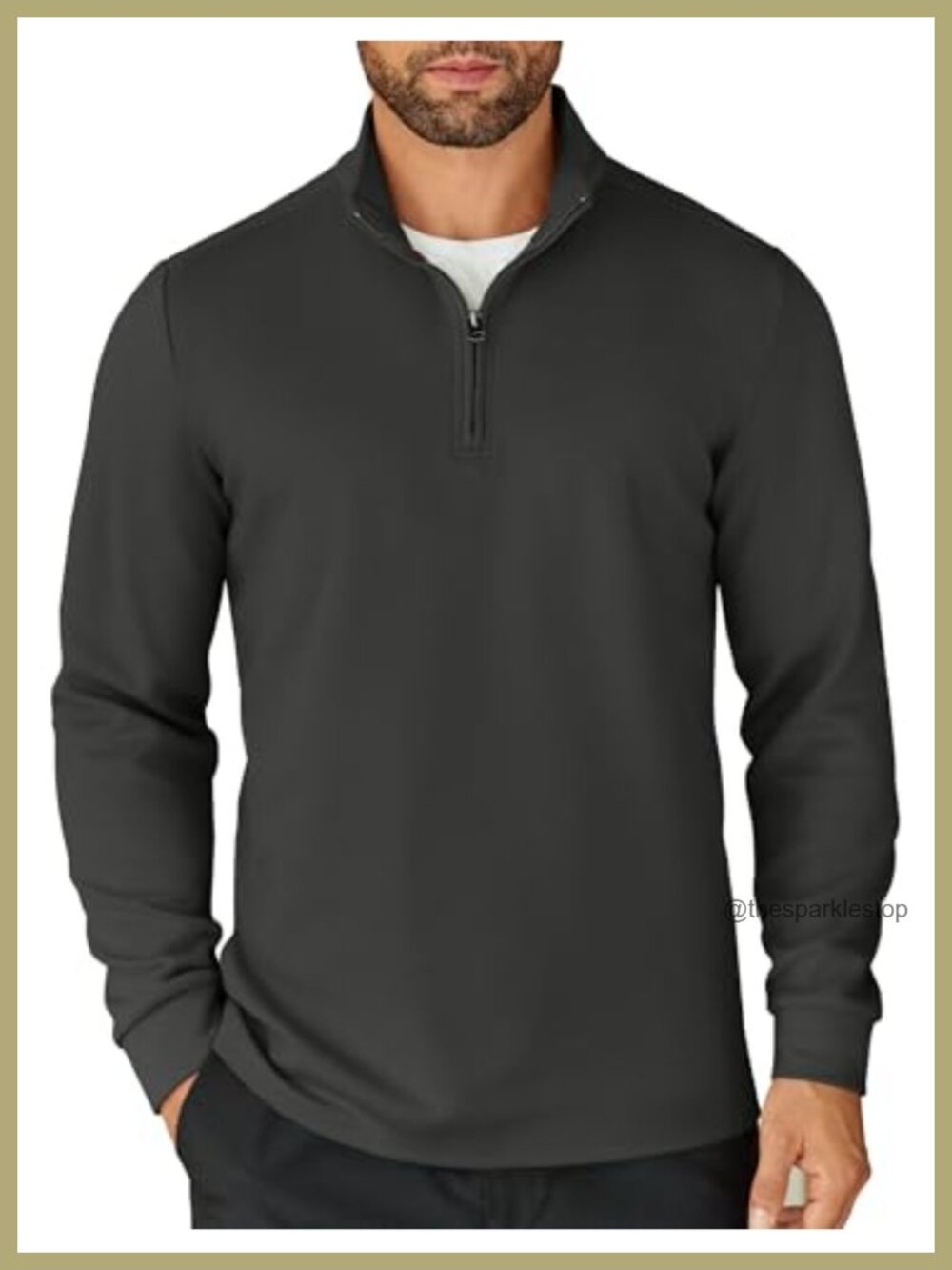Mens Quarter Zip Pullover Lightweight Mock Neck Long Sleeve Sweatshirt